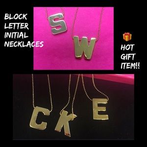 Gold or Silver Block Initial Letter Necklaces,NWT
